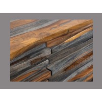 Zoom sur les reliefs du buffet 160cm en sheesham fumé