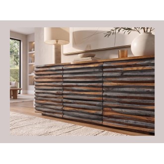 Buffet 160cm en sheesham fumé vu de côté