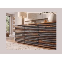 Buffet 160cm en sheesham fumé vu de côté