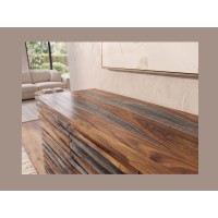 Zoom sur le plateau du buffet 160cm en sheesham fumé