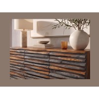 Zoom sur la façade du buffet 160cm en sheesham fumé