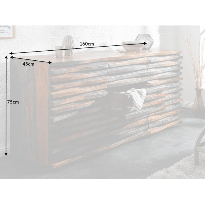 Buffet 160cm en sheesham fumé dimensions
