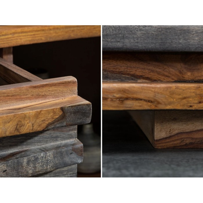Zoom sur les détails du buffet 160cm en sheesham fumé