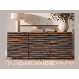 Buffet 160cm en sheesham fumé vu de face