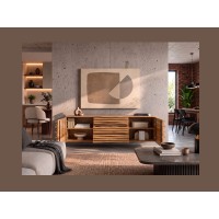 Buffet ou meuble TV SAVANA 174cm vu de face avec placards ouverts