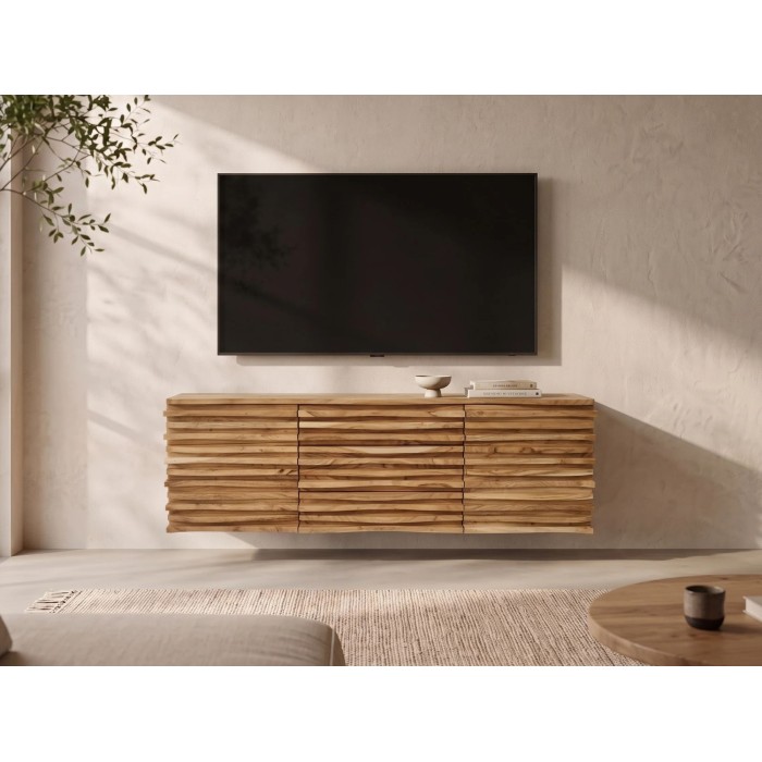 Buffet ou meuble TV SAVANA 174cm vu de face dans un décor 3D