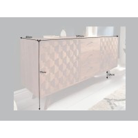 Buffet SCANI 145 cm in legno massiccio di acacia verniciato – 2 porte, 3 cassetti e facciate scolpite