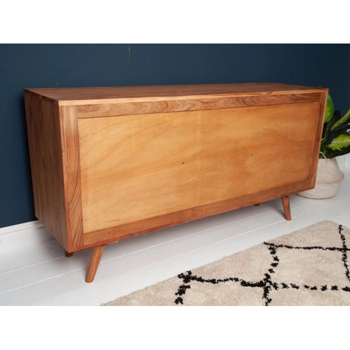 Buffet SCANI 145 cm in legno massiccio di acacia verniciato – 2 porte, 3 cassetti e facciate scolpite