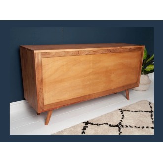 Buffet SCANI 145 cm in legno massiccio di acacia verniciato – 2 porte, 3 cassetti e facciate scolpite