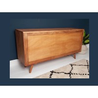 Buffet SCANI 145 cm in legno massiccio di acacia verniciato – 2 porte, 3 cassetti e facciate scolpite