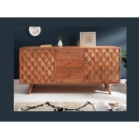 Buffet SCANI 145 cm in legno massiccio di acacia verniciato – 2 porte, 3 cassetti e facciate scolpite