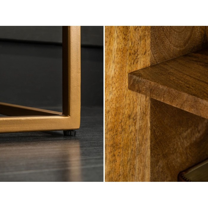 Zoom sur le pied et l'intérieur du buffet AMBRIA 177cm