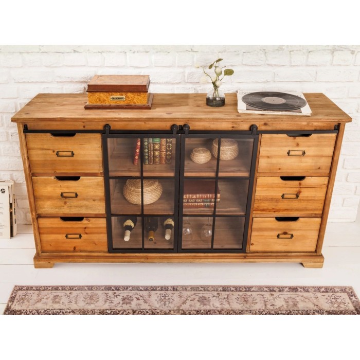 Buffet LUMBER 150cm en bois de pin vu de face