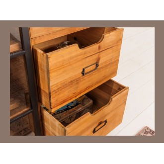 Zoom sur les tiroirs ouverts du buffet LUMBER 150cm en bois de pin