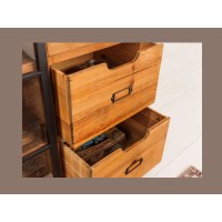 Zoom sur les tiroirs ouverts du buffet LUMBER 150cm en bois de pin