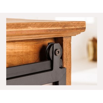Zoom sur les roulettes d'ouverture du buffet LUMBER 150cm en bois de pin