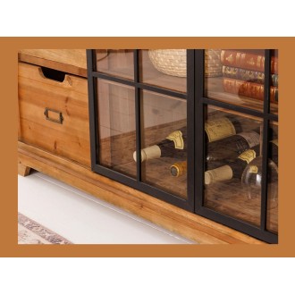Zoom sur la façade du buffet LUMBER 150cm en bois de pin