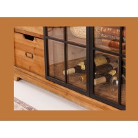 Zoom sur la façade du buffet LUMBER 150cm en bois de pin