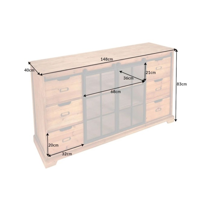 Buffet LUMBER 150cm en bois de pin dimensions