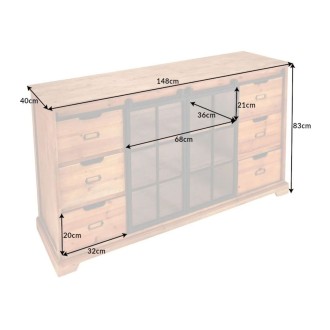 Buffet LUMBER 150cm en bois de pin dimensions