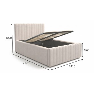 Dimensions Lit simple ELORIA 120x200 en tissu bouclé beige avec tête de lit capitonnée