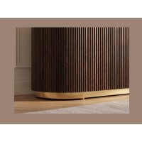 Zoom sur le bas du buffet ORION 170cm marron et plateau blanc en marbre