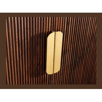 Zoom sur les poignées du buffet ORION 170cm marron et plateau blanc en marbre