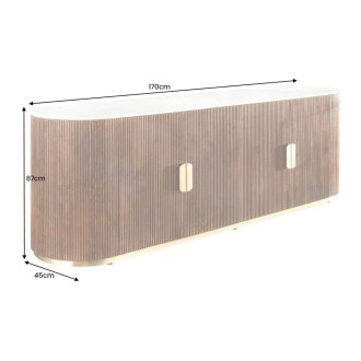 Buffet ORION 170cm marron et plateau blanc en marbre dimensions