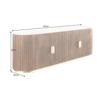Buffet ORION 170cm marron et plateau blanc en marbre dimensions