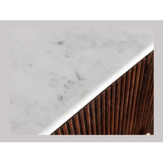 Zoom sur le plateau du buffet ORION 170cm marron et plateau blanc en marbre