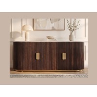 Buffet ORION 170cm marron et plateau blanc en marbre vu de face