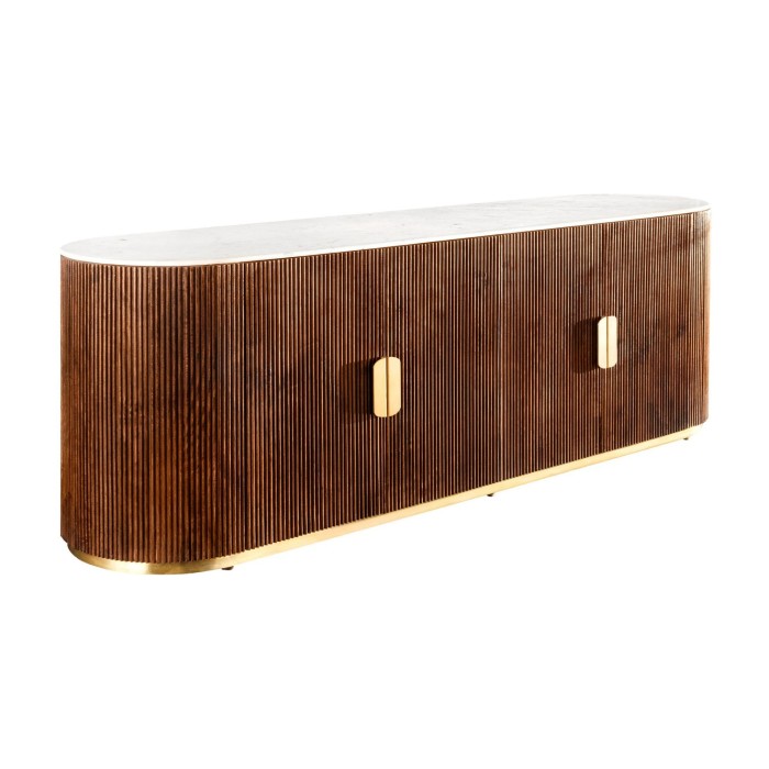Buffet ORION 170cm marron et plateau blanc en marbre