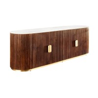 Buffet ORION 170cm marron et plateau blanc en marbre