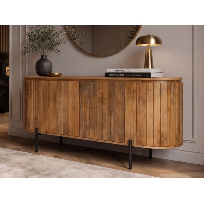 Buffet ORION 160cm en bois de manguier et pieds noir vu de côté