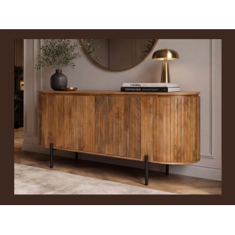 Buffet ORION 160cm en bois de manguier et pieds noir vu de côté