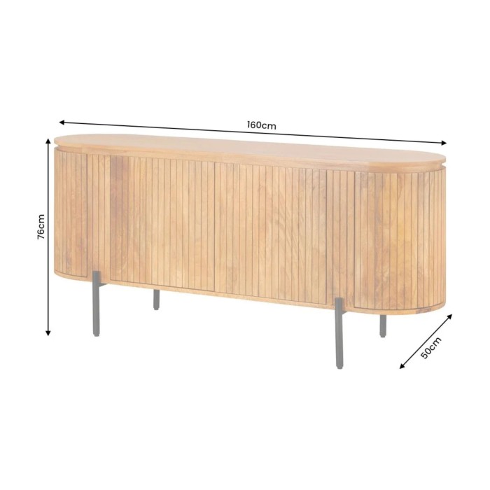 Buffet ORION 160cm en bois de manguier et pieds noir dimensions