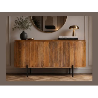 Buffet ORION 160cm en bois de manguier et pieds noir vu de face