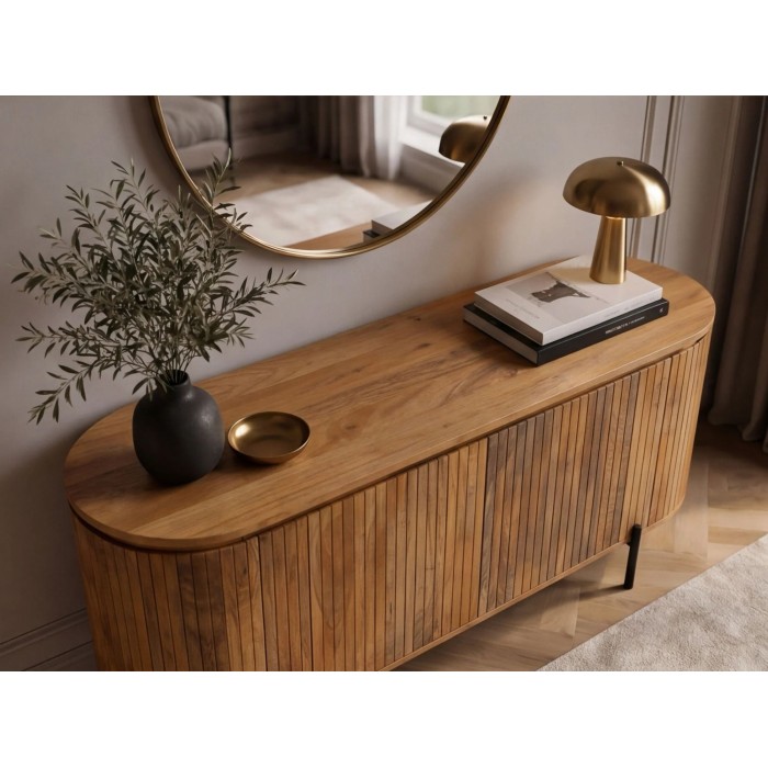 Buffet ORION 160cm en bois de manguier et pieds noir vu de haut