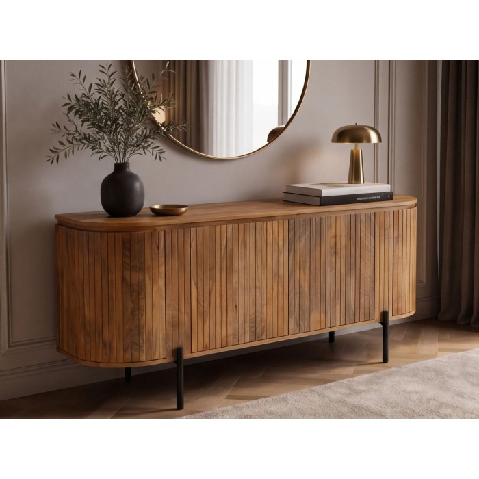 Buffet ORION 160cm en bois de manguier et pieds noir mis en situation