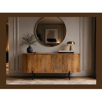 Buffet ORION 160cm en bois de manguier et pieds noir vu éloignée