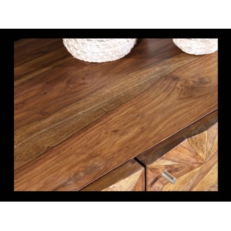 Zoom sur le plateau du buffet ARAVIS en bois de sheesham 144cm