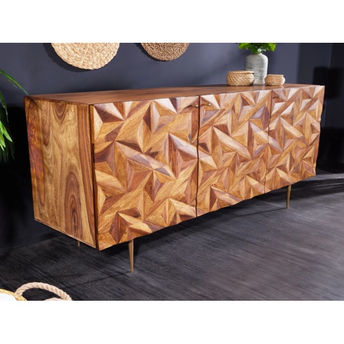 Buffet ARAVIS en bois de sheesham 144cm vu de côté