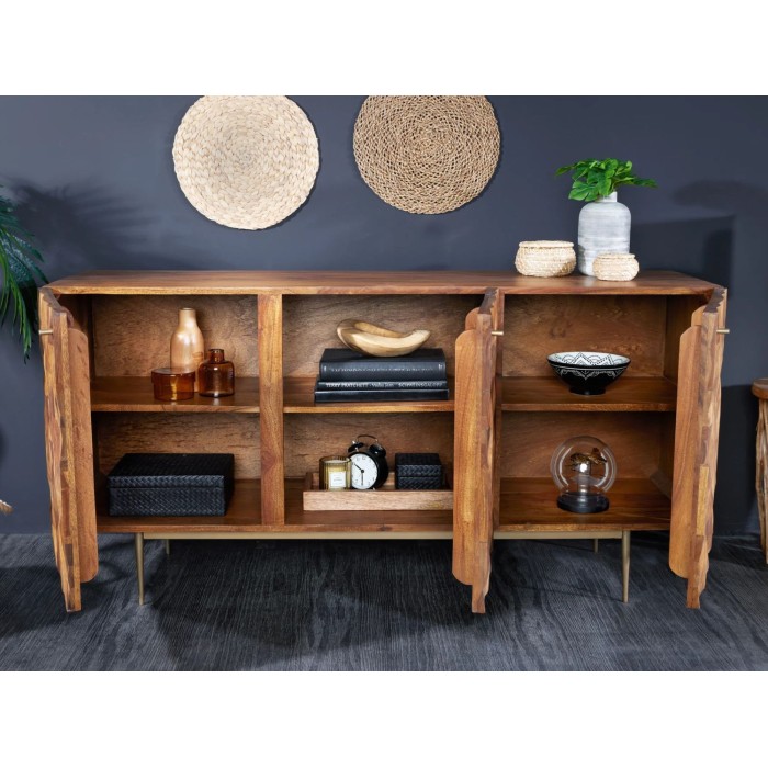 Buffet ARAVIS en bois de sheesham 144cm ouvert