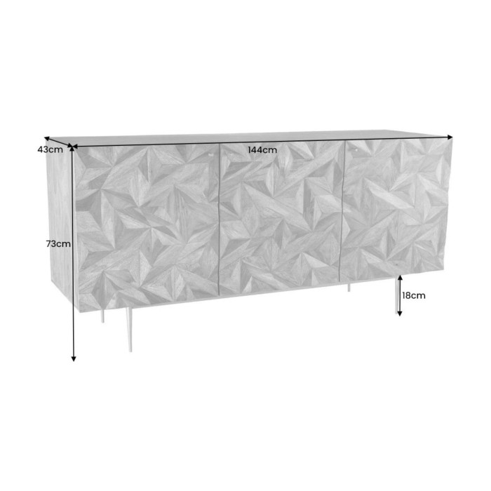Buffet ARAVIS en bois de sheesham 144cm dimensions