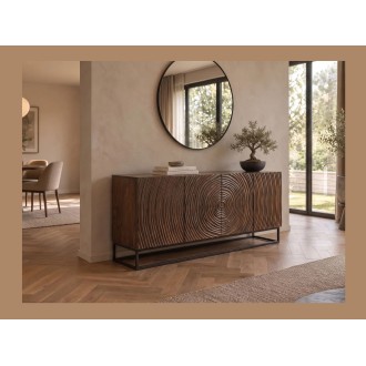 Buffet ZENWOOD 160cm en bois de manguier foncé vu de côté