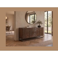 Buffet ZENWOOD 160cm en bois de manguier foncé vu de côté