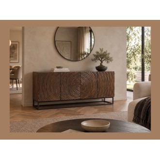 Buffet ZENWOOD 160cm en bois de manguier foncé vu de face éloignée