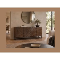 Buffet ZENWOOD 160cm en bois de manguier foncé vu de face éloignée