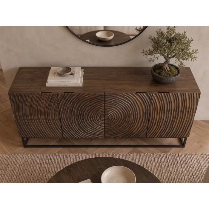 Buffet ZENWOOD 160cm en bois de manguier foncé vu de haut