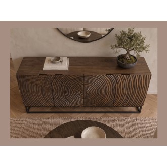 Buffet ZENWOOD 160cm en bois de manguier foncé vu de haut